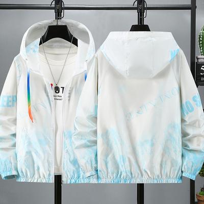 Men's Summer Sun Protection Jacket: Lightweight, Breathable, Gradient Print, Hooded, Outdoor Fishing, Skin-Protective Trench Coat