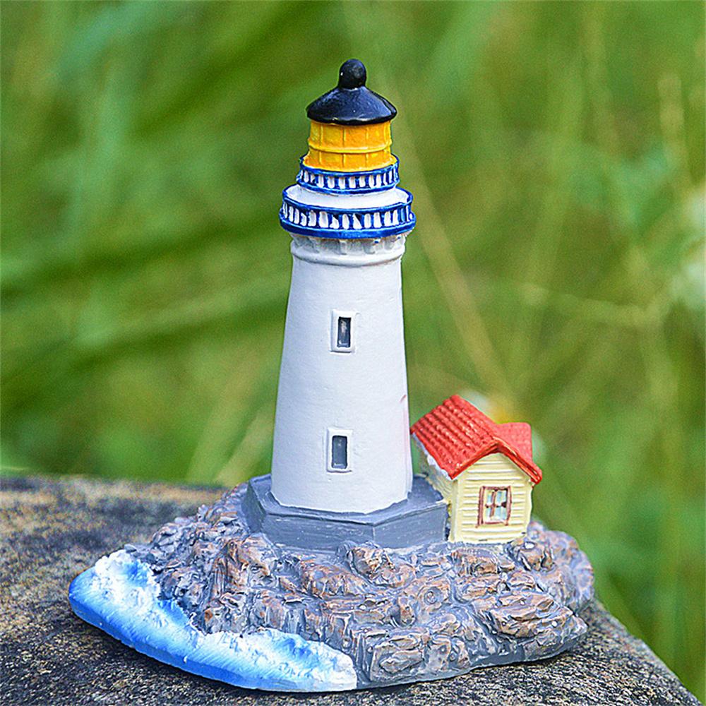 Mediterranean Style Small Lighthouse Ornament Micro Landscape Resin Craft