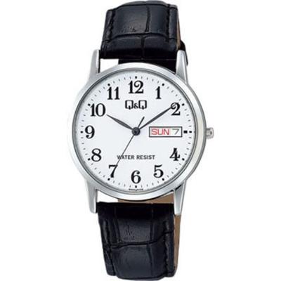 Men's A206-304 ( Watch Q&Q Day-Date) Round Watch Black Analog