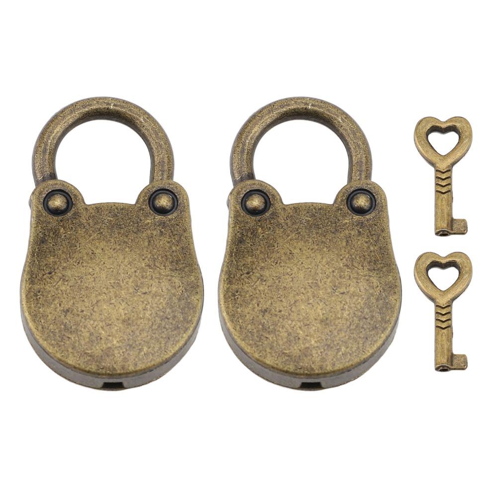 2sets Zinc Alloy Mini Padlocks with Keys Bronze Gold Bear Shaped Padlock Includes Keys Vintage Antique Padlock Set For Handbag