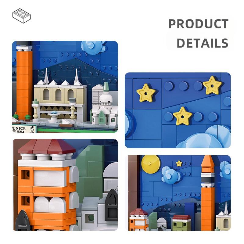 Non-Toxic 580Pcs Venice City Postcard Building Blocks Hanging Mural Toys Children'S Assembly Building Blocks Adult Gifts Bricks Toys 4928