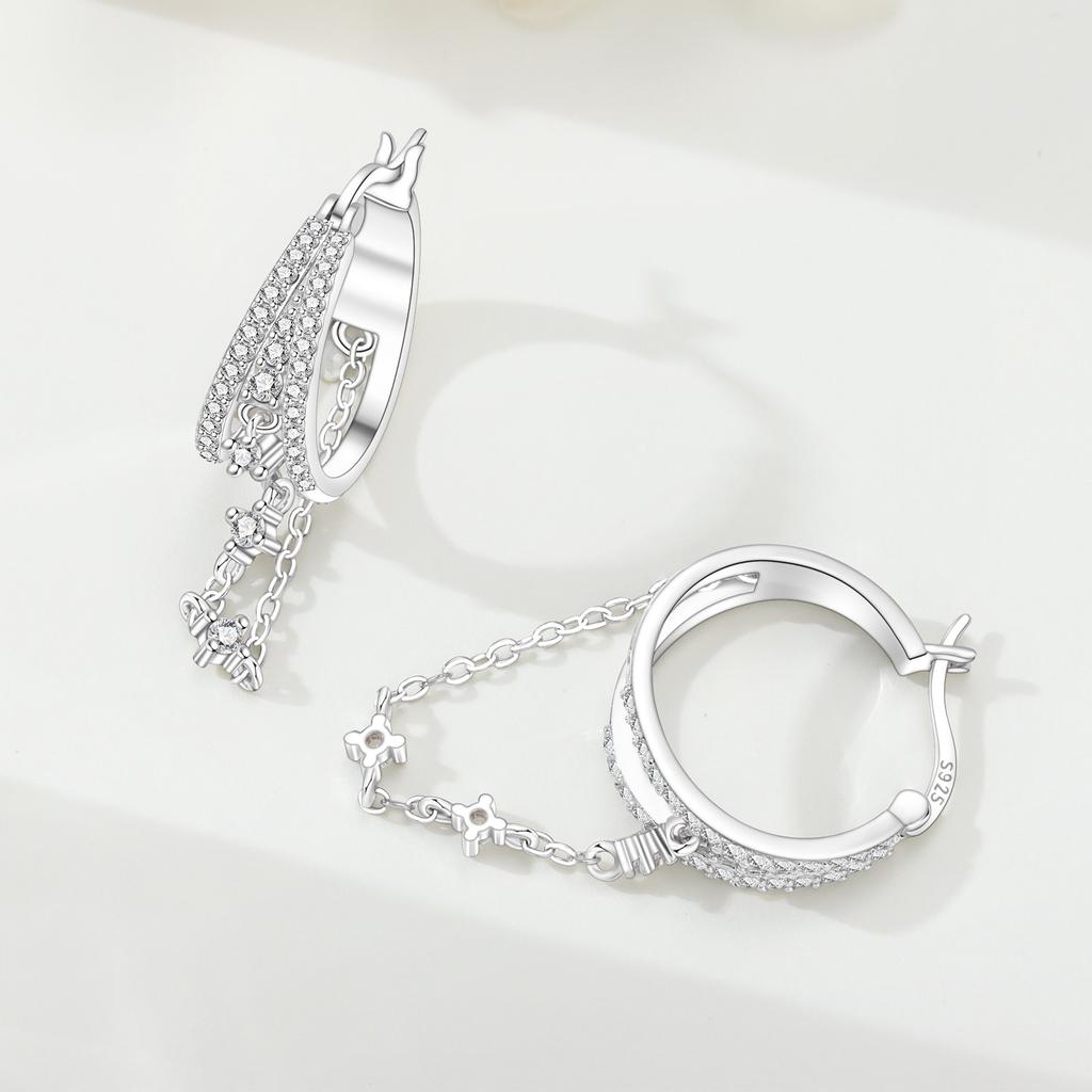 S925 Silver Three Circle Tassel Earrings Hoop Earrings Women Jewelry Trendy Anniversary Gifts