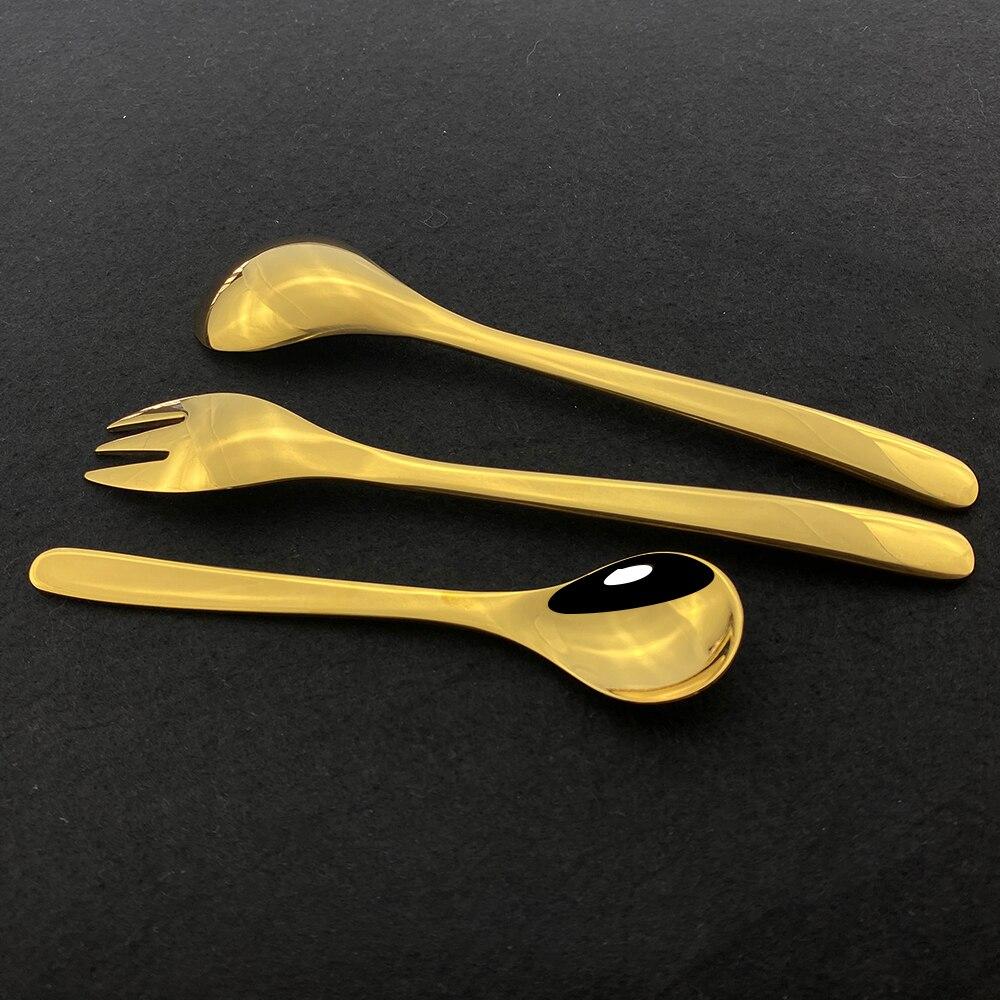 Champagne Tableware Cutlery Dinner Cutlery Set Western Kitchen Dinnerware 18/10 Stainless Steel Gold Knife Fork Spoon Flatware