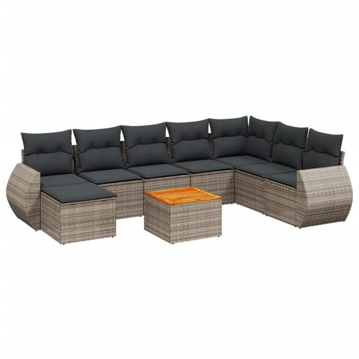 VidaXL Garden Lounge Set with Cushions 9 Pcs, Patio Sofas, Patio Furniture Set, Outdoor Furniture, Grey 3225143