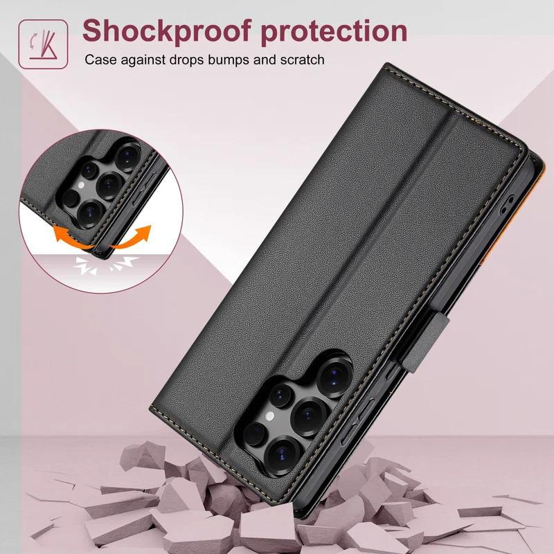 Leather Flip Case For Samsung Galaxy S25 S24 Plus S23 S22 S21 S20 Ultra FE S25Edge S10 S9 Magnetic Wallet Card Cover