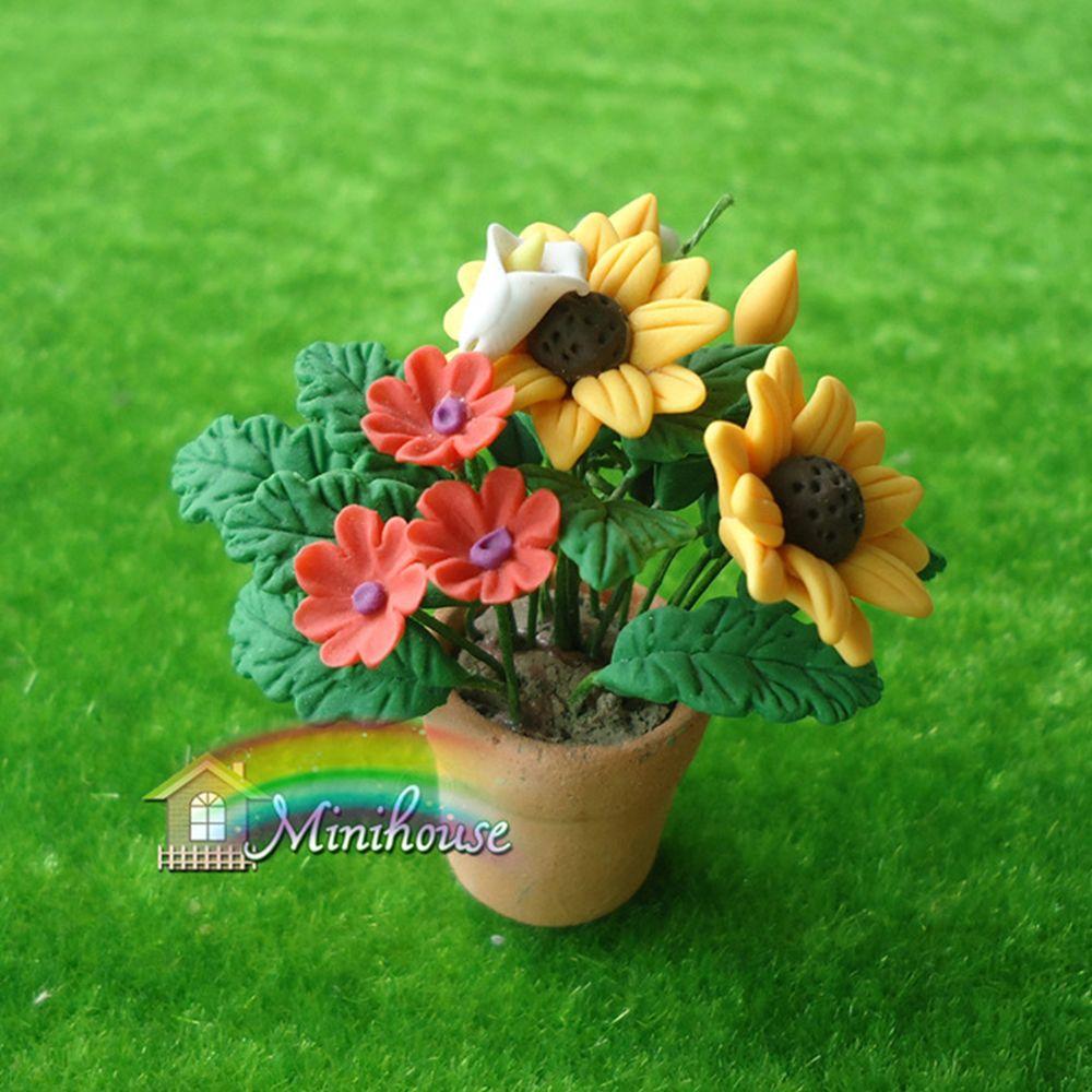 

Accessories Pretend Play Toy Home 1:12 Dollhouse Miniature Hanging Pot Potted Plant Flower Model