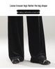 Women's High-Waist Golden Velvet Wide-Leg Pants - Spring/Summer 2026 Collection, Fashionable Black Drapey Casual Style.