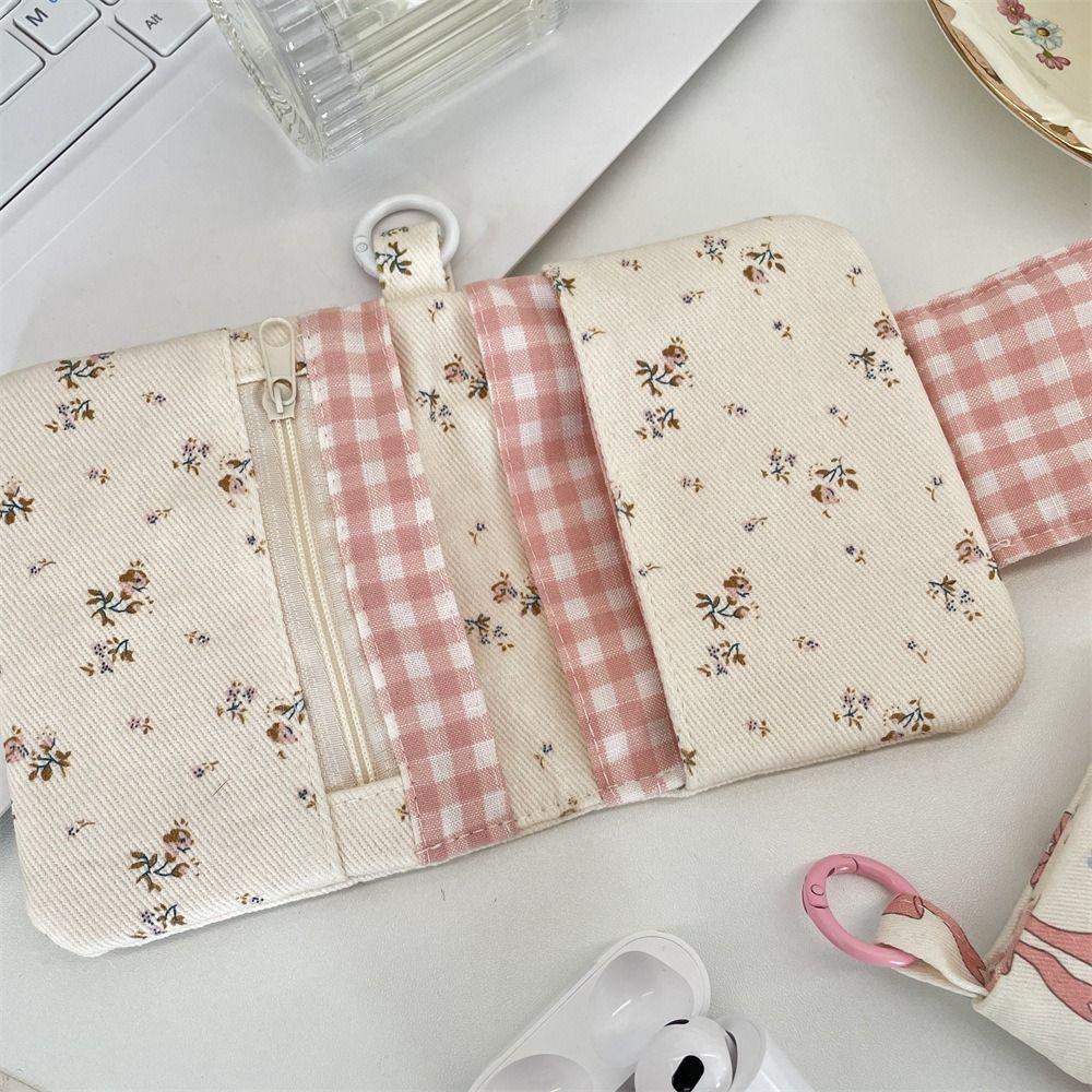 Cute With Key Ring Fabric Floral Card Bag Portable Multiple Card Cloth Printed Wallet Fashion Cute Bow Card Holder Student