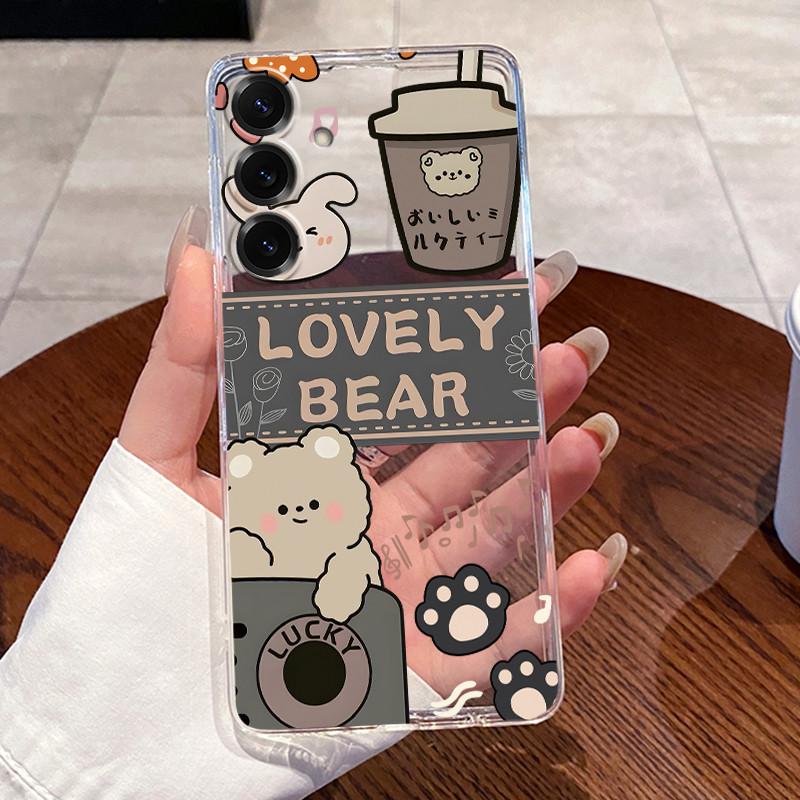 For Samsung Galaxy S25 FE S25 Edge S25 Slim S25+ Cases Clear Soft TPU Back Cover For Samsung S25 Plus Cute Rabbit Cat Phone Case