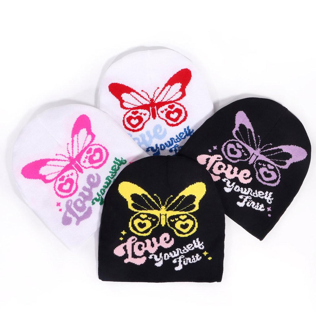 Knitted Butterfly Design Cap Fashionable Cold Weather Hat Gift Accessories