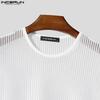 INCERUN Men Long Sleeve Striped Mesh See Through Skinny Party Club T-shirts Tops