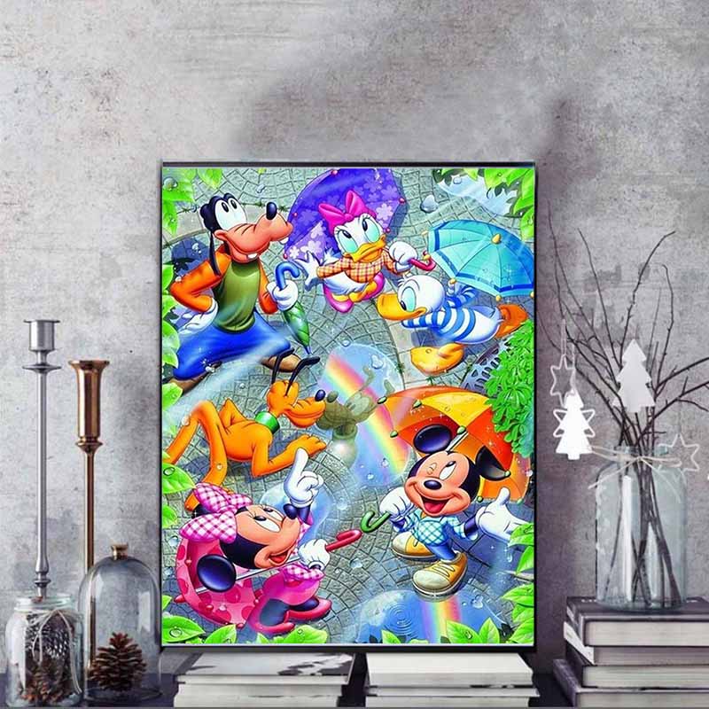 Disney Diamond Painting Mickey and Friends Illustration 5D Diamond Painting Art Embroidery Cross Stitch Room Decoration