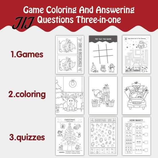 Stocking Stuffers for Kids 8PCS Christmas Themed Coloring Book, Educational Activities Thickened Paper Fun Pages Parties Craft Supplies, Creative