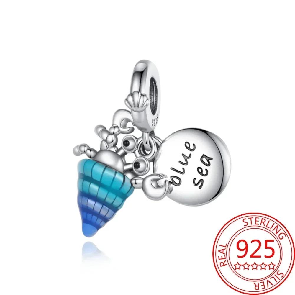 Kupfer Blau Ozean Serie Perlenanhänger Passend Für Das DIY Armband Der Marke Damenschmuck Freundin Geschenke