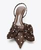 Fashion Polka Dot Print Butterfly Knot Decoration High Heels Women Sexy Pointed Toe Stretchy Back Strap Design Pumps Elegant Dress Shoes