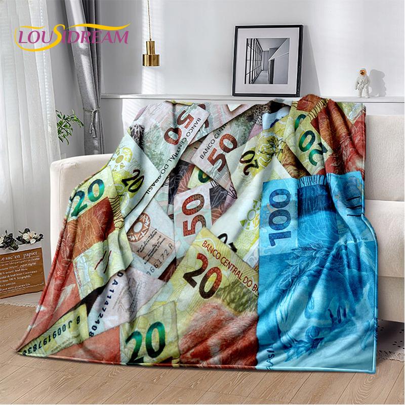 Zengin Dolar Euro Pound Para 3D Karikatür Battaniye, Yumuşak Atmak Battaniye Ev Yatak Odası Yatak Kanepe Piknik Ofis Seyahat Kapak Hediye Çocuk