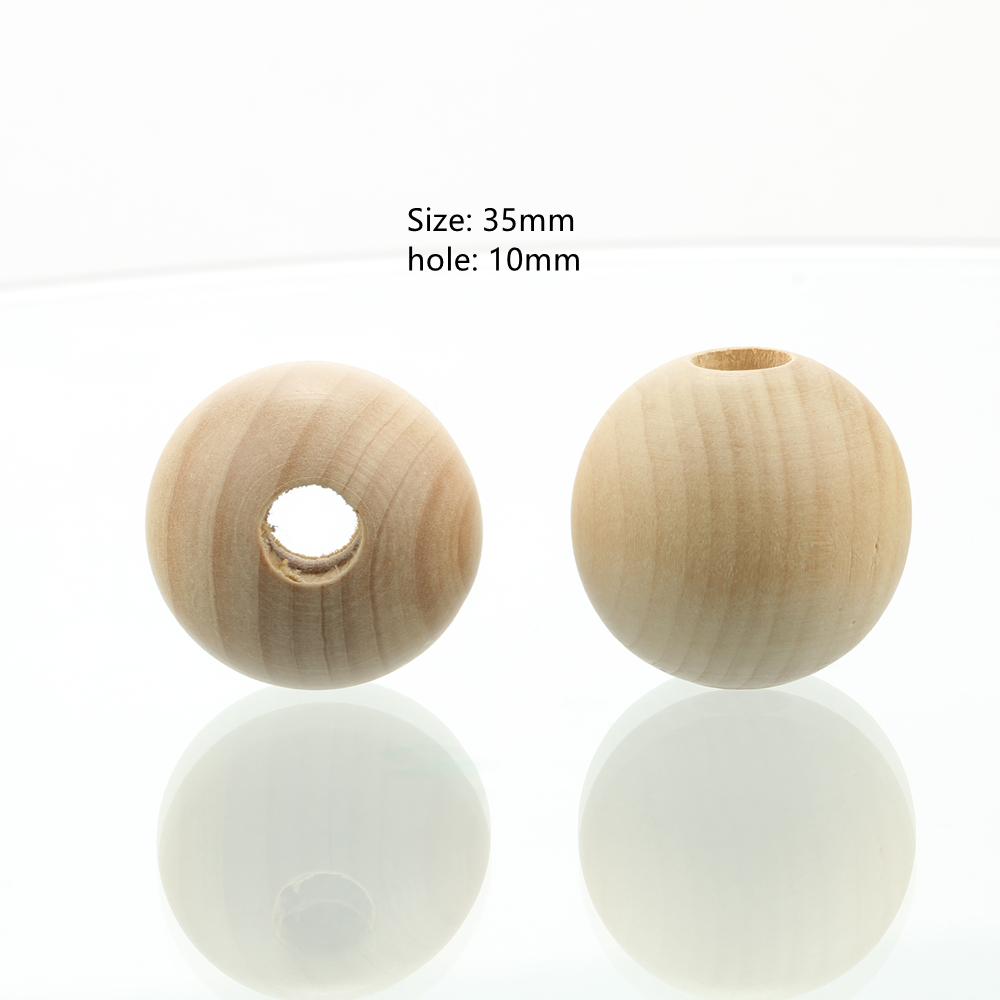 8mm 10mm 12mm 15mm 20mm-50mm Round Natural Wood Loose Big Hole Eco-friendly Beads for DIY Crafts Woodcraft Jewelry Bracelet Making Accessories