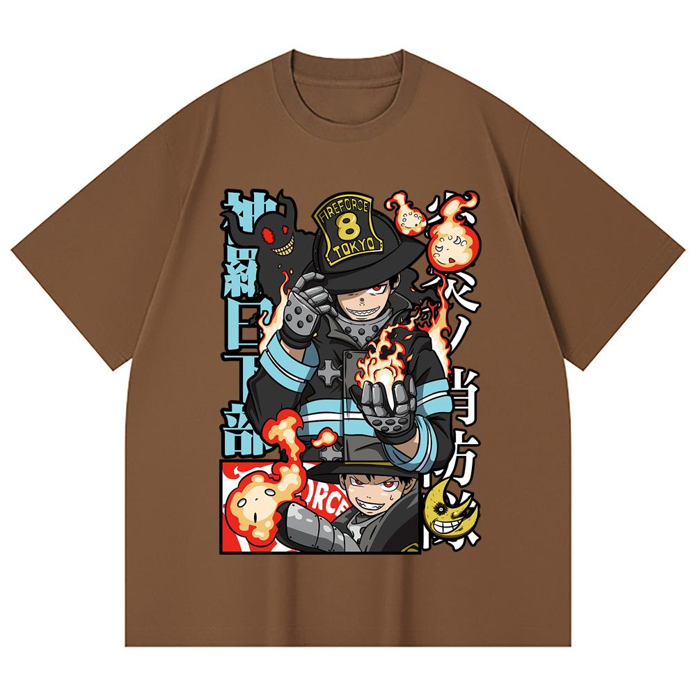 230 Gsm 100% Cotton Fire Force V2 Print Unisex Heavy Cotton T Shirt