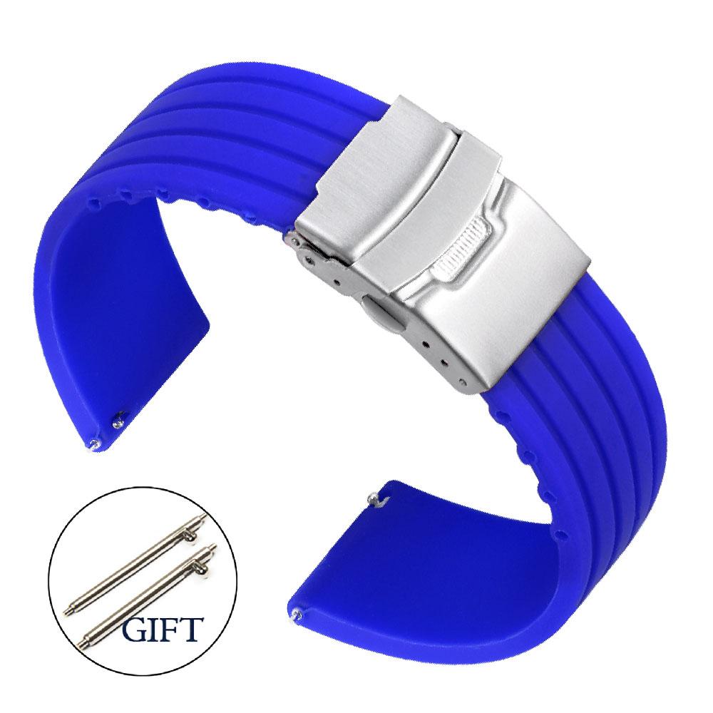 20mm 22mm Schnellverschluss Gummiarmband Verlängert Weiches Armbanduhr Silikonband für Herren Wasserdichtes Armband Zuschneidbar passend Armband