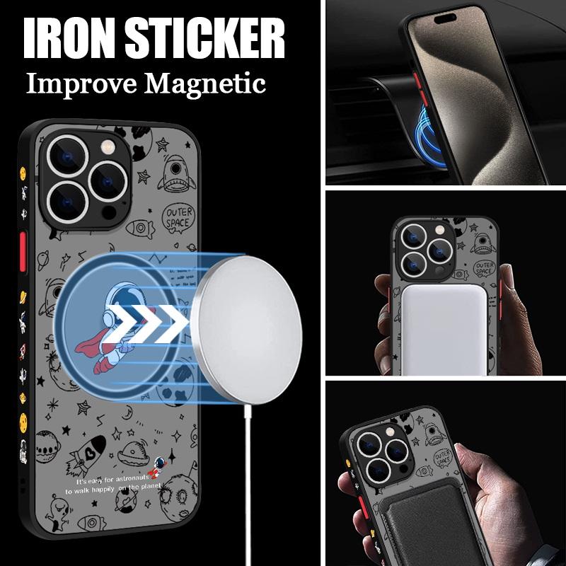 Magnetic For Magsafe Cosmonaut Case For iPhone Air 17 14 Pro Max 16e 16 15 Plus 12 13 Pro 11 Luxury Shockproof Hard Matte Cover