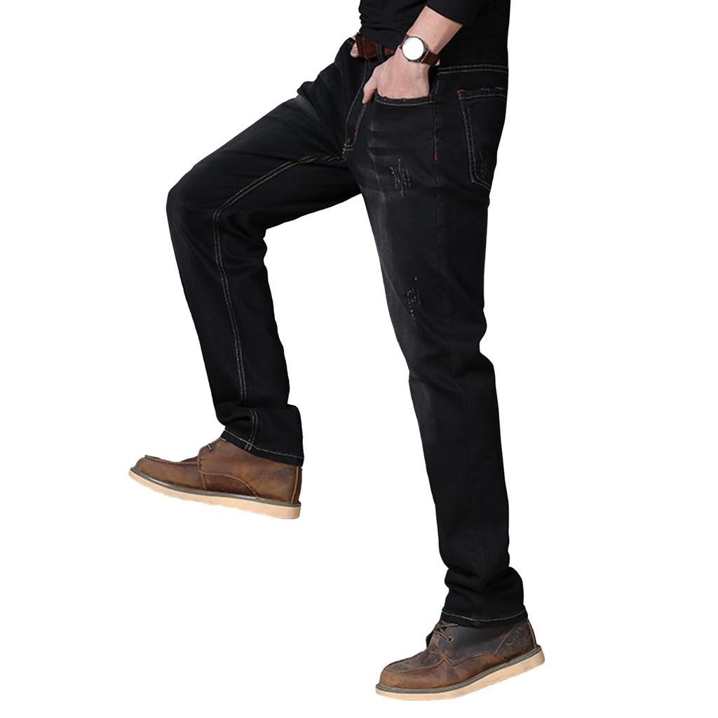 Kayiyasu Stretch Plus Straight Denim Loose All Season Size Men's Jeans, Sizes, Slim, Skinny, Pants, Fit, Casual, (Black, 30)