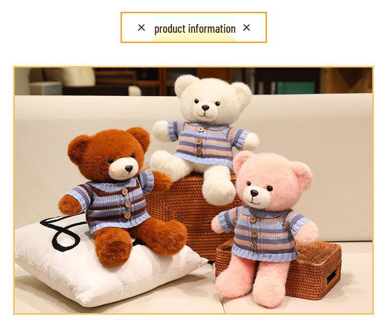 Adorable Bear Plush Doll – Cute Sweater, Soothing Sleep Toy, Perfect Gift for Girls