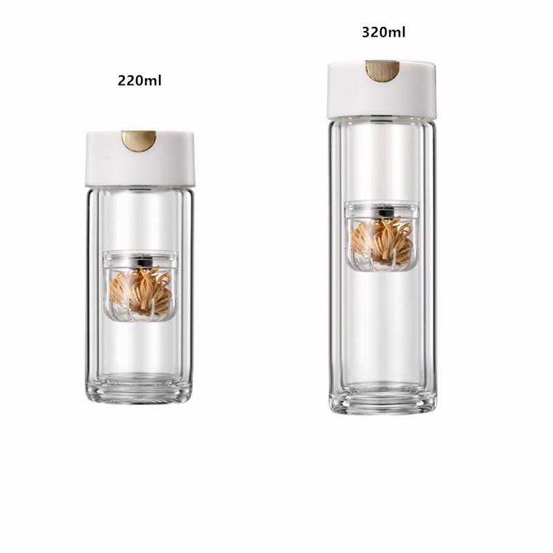Tea Tumbler With Infuser Double Wall Glass Travel Tea Mug With Magnetic Infuser For Loose Leaf Tea And Fruit Tea Water Bottle