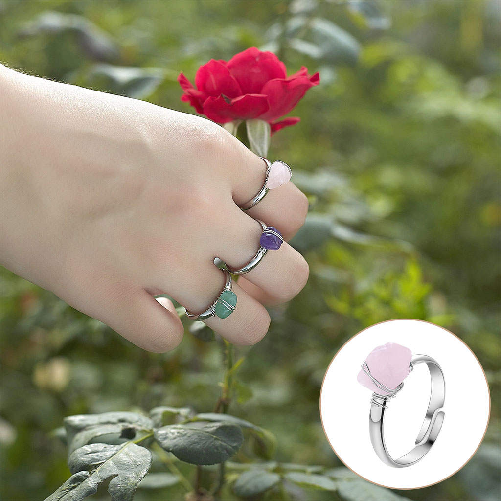 Retro Crystal Rings Adjustable Rings Simple for Friends Holiday Daily Work
