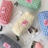Pen Bag Plaid Heart Pencil Case Cloth Pencil Pouch Korean Plaid Stationery Bag  School