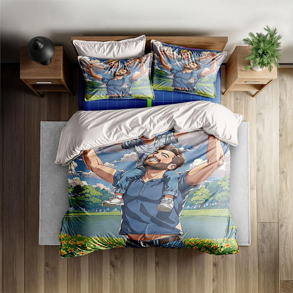 

Selfie to Cartoon Custom Duvet Cover Set without sheet King Queen Double Full Twin Single Size Bed Linen Set 135x200cm