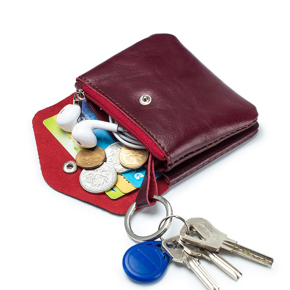 

New creative retro oil wax leather small wallet, mini simple European and American style change bag, card bag, small coin bag