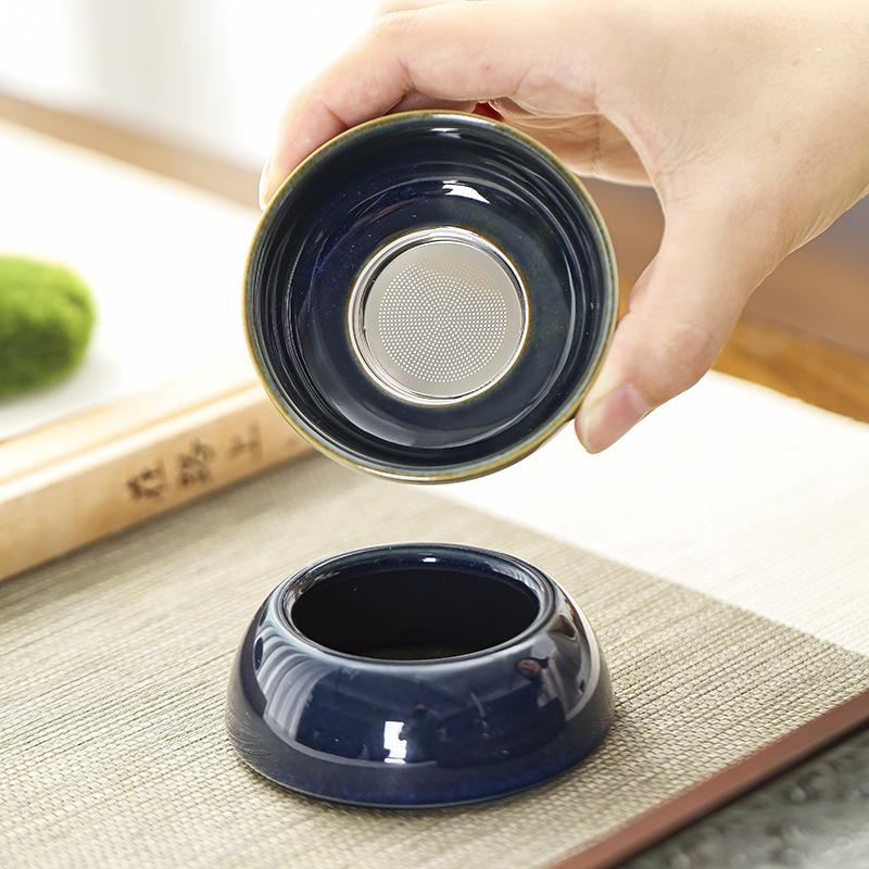 Kiln change cover bowl Kung Fu tea set, a complete set of household ceramics, teapot, teacup, business gifts for customers