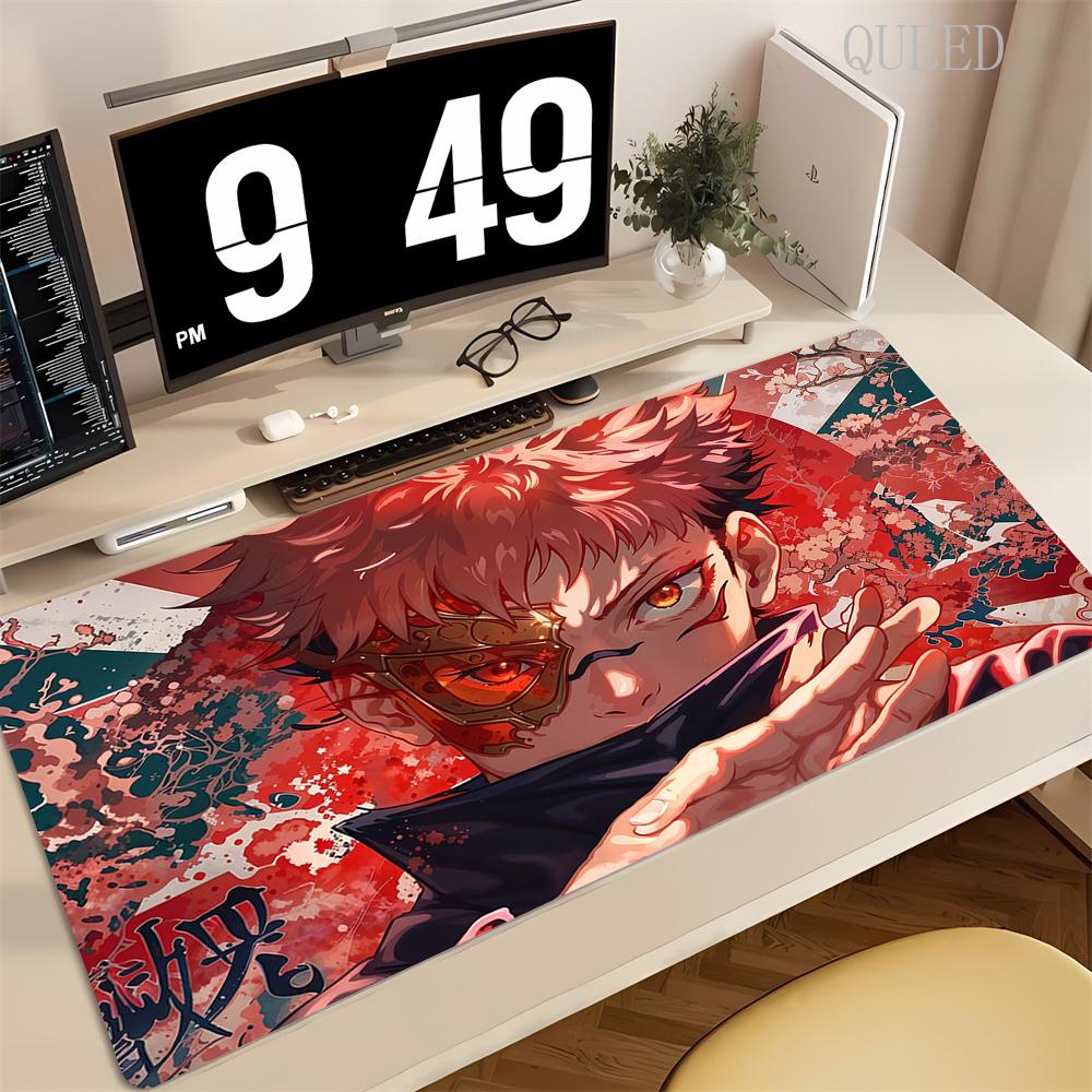 Tappetino per Mouse Grande 90x40CM Nero Anime Jujutsu Kaisen Ryomen Sukuna Tappetini Mouse XXL Accessori Gaming per PC Computer Tappetino da Scrivania Antiscivolo