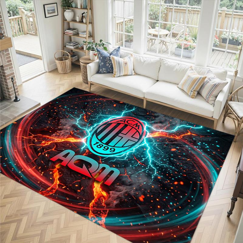 Tapis Velours Cristal Design AC Milan Confortable Non?Tapis imprimé antidérapant pour chambre, salon, entrée