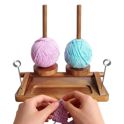 Yarn Spinner For Crocheting Double Spindle Rotating Storage Organizer Yarn Ball Holder For Women Beginner Knitting Lover
