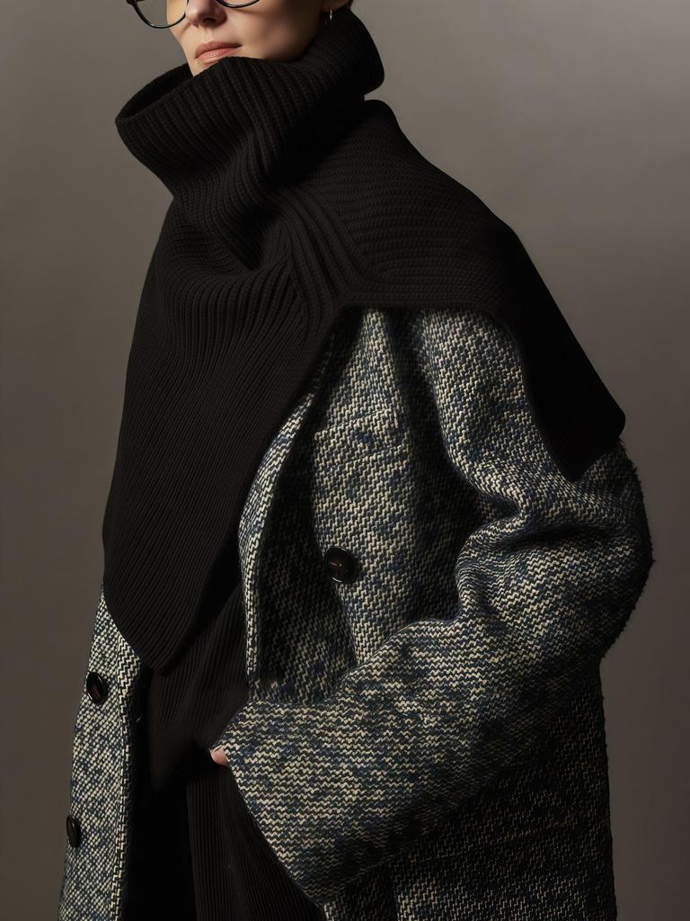 Versatile Wool Turtleneck Shawl Scarf