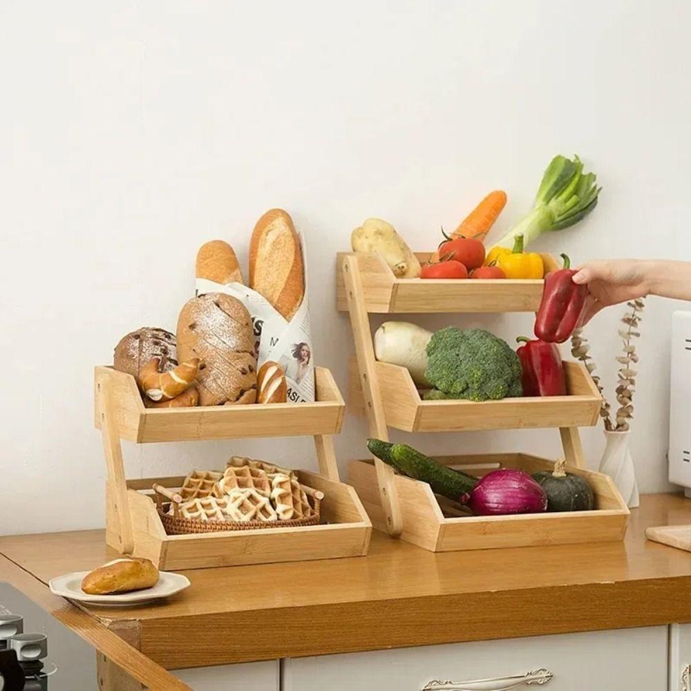 2/3 Tier Fruit Basket Large Capacity Multifunctional Desktop Snack Storage Shelf Removable Food Container
