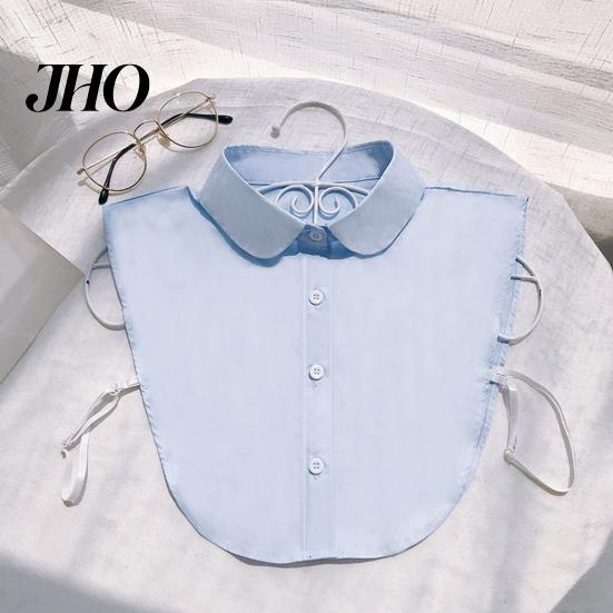Layering Collar Women Fake Lapel Side Strap Single Breasted Solid Color Detachable Casual Style False Accessory