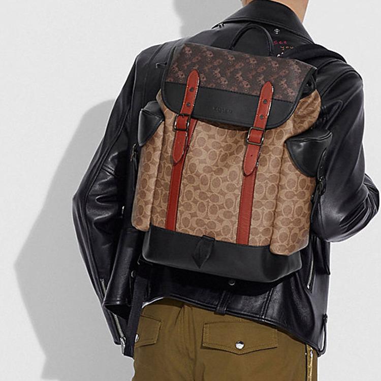 Coach Hitch 31 Monogram Print Canvas And Leather Travel Backpack Men Backpack Brown C1059-JIS2K