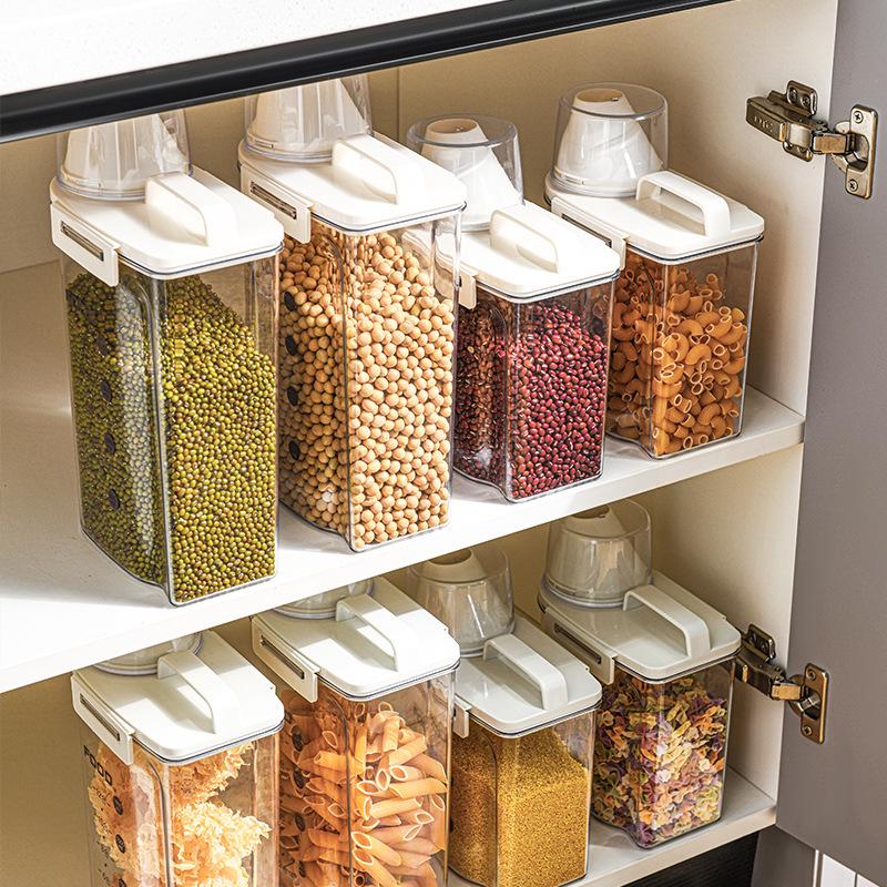 Large Capacity Rice Storage Container: Insect & Moisture-Proof, Transparent Sealed Jar for Grains