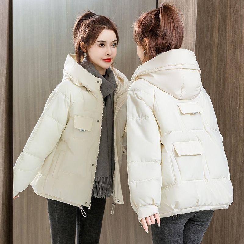Plus size cotton-padded clothes women's new short winter loose cotton-padded clothes hooded cotton-padded jackets trendy