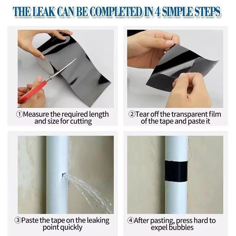 High Adhesive Waterproof Repair Tape,Strong Leak‑Proof Plugging Cloth Tape for Roof Pipe Tank RV Household Emergency Leak Repair Work Supplies