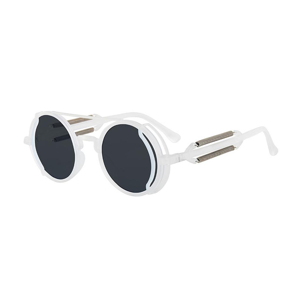 Vintage Punk Round Circle Sunglasses Colored Lenses Glasses Men Women Retro Plastic Frame Polarized Sunglasses Eyewear