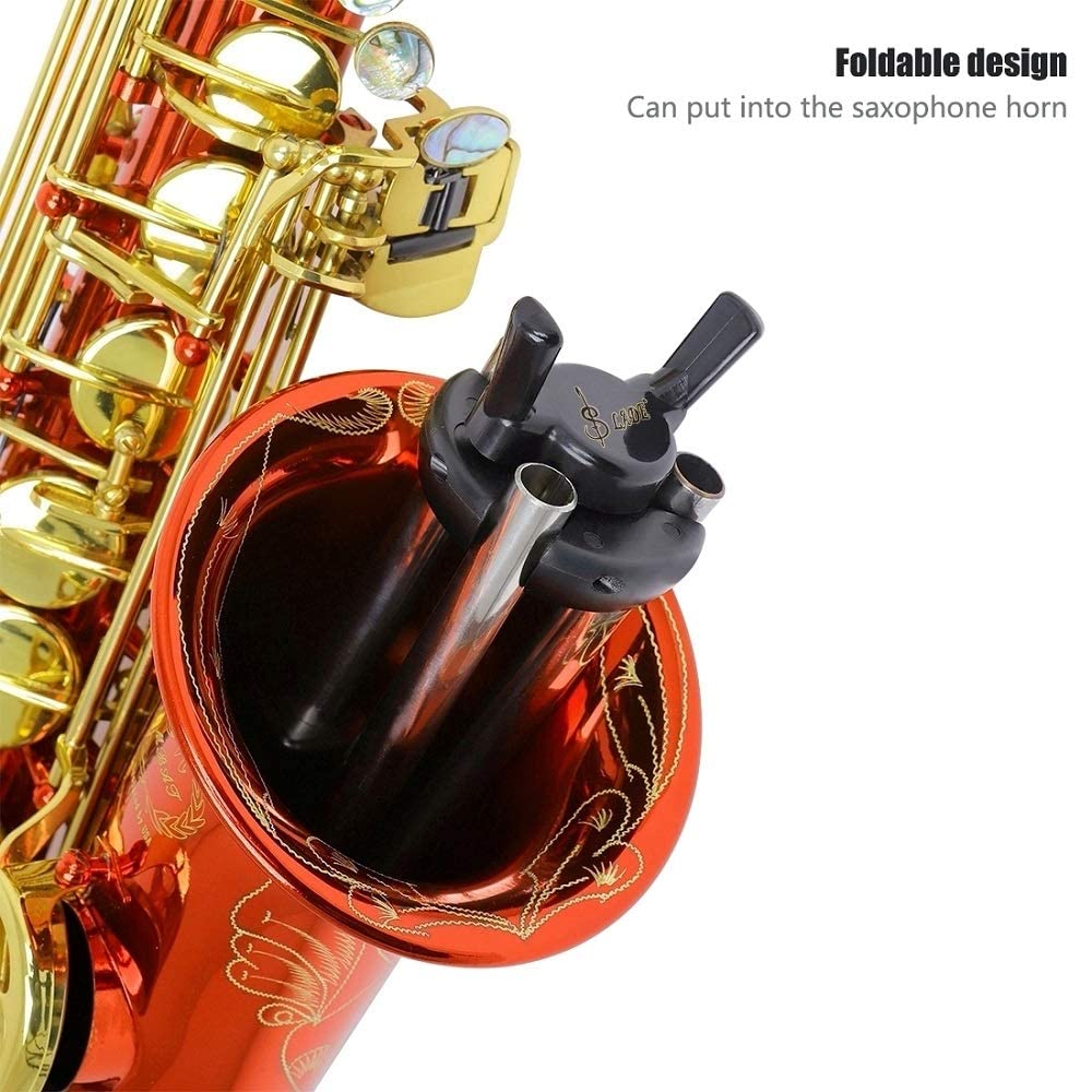 Mowind Foldable Alto Saxophone Stand, Stainless Steel Saxophone Stand Holder, Portable Saxophone Bracket, Adjustable Stand with Leather Bag