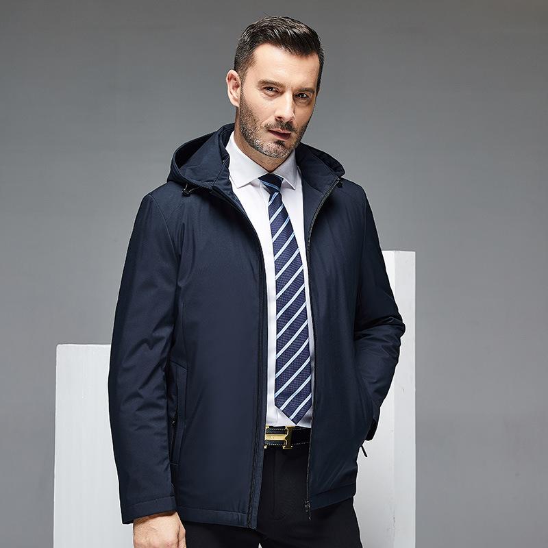 

Зимняя хлопковая куртка для мужчин среднего возраста, куртка для отцов среднего возраста, повседневная деловая теплая хлопковая одежда с капюшоном XXXXL синий