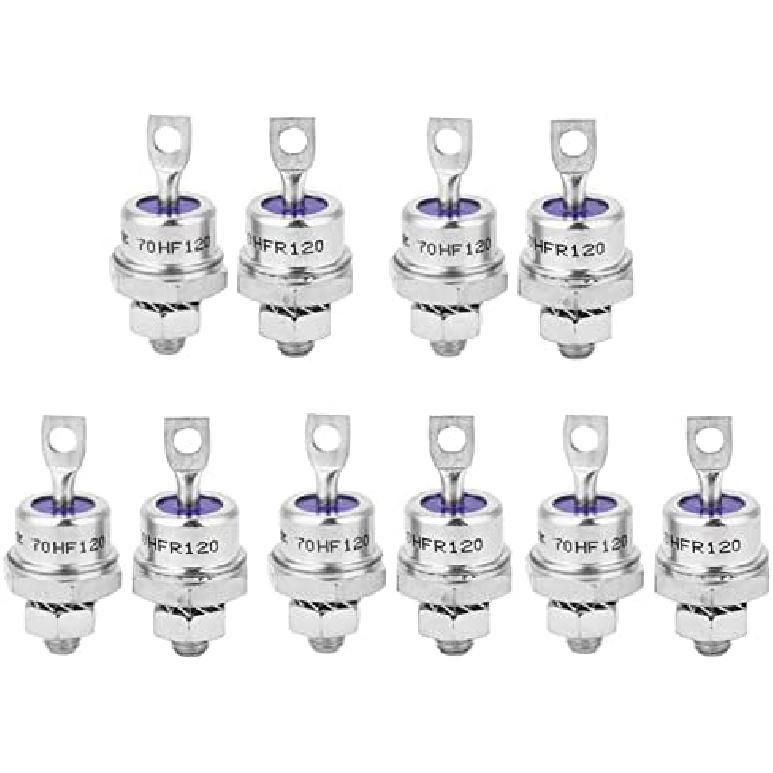 5 Pairs Rectifier Diode Spiral, Mini 5 Pairs 70HFR120/70HF120 Spiral Rectifier Diode Kit 1200V 70A Mini 70HFR120 Blocking Diode Chassis Stud Mounting
