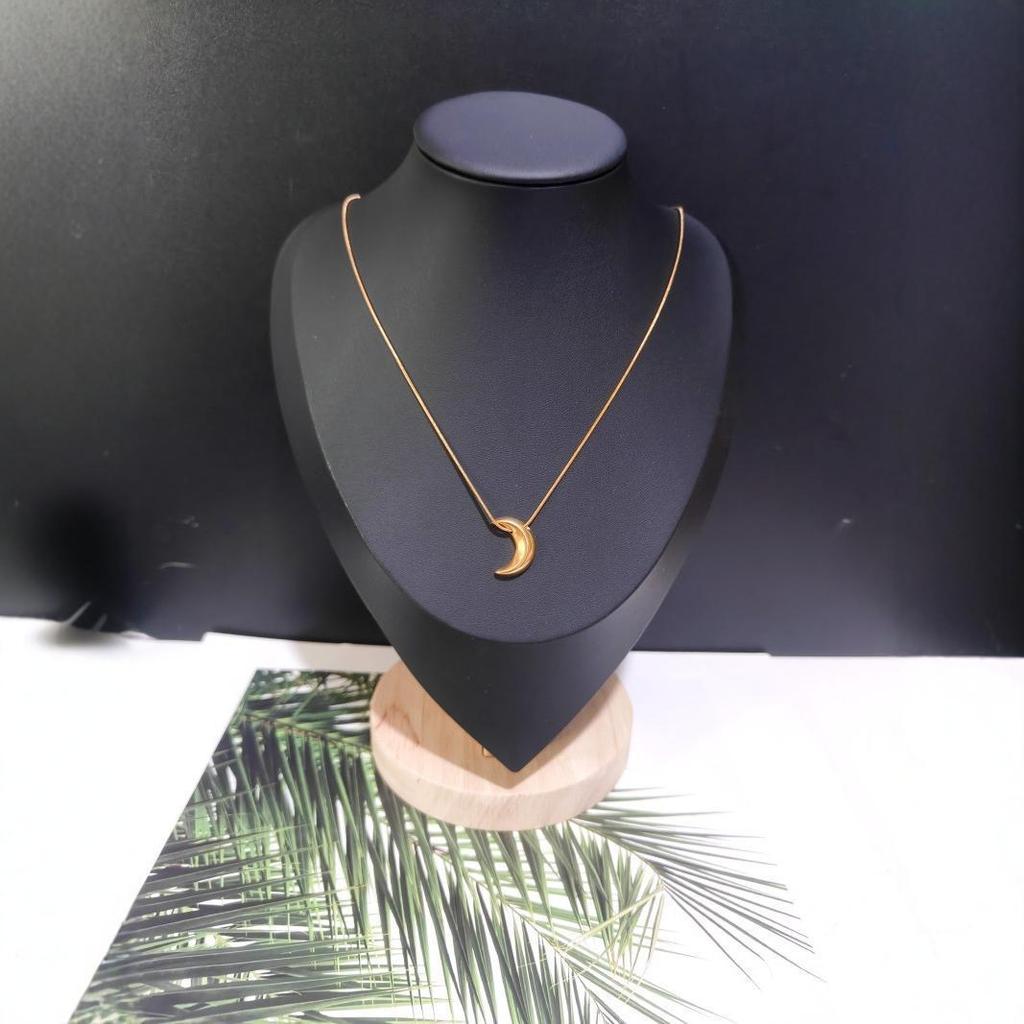 Elegant Titanium Steel Moon Pendant Necklace for Women