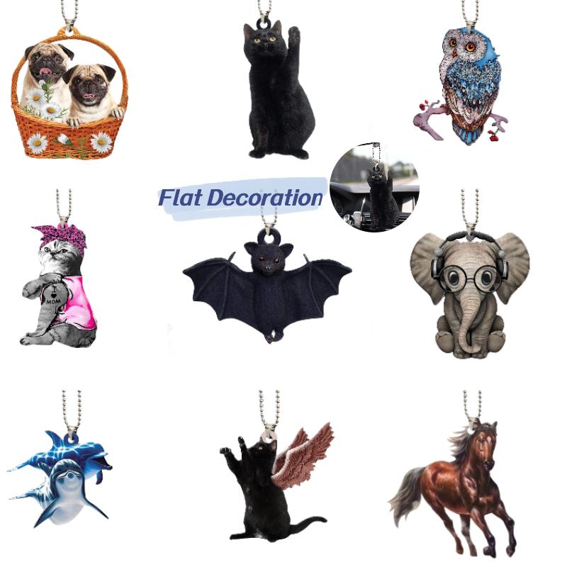 Acrylic Car Flat Hanging Interior Pendant Bat Black Cat Bag Ornaments Home Decor