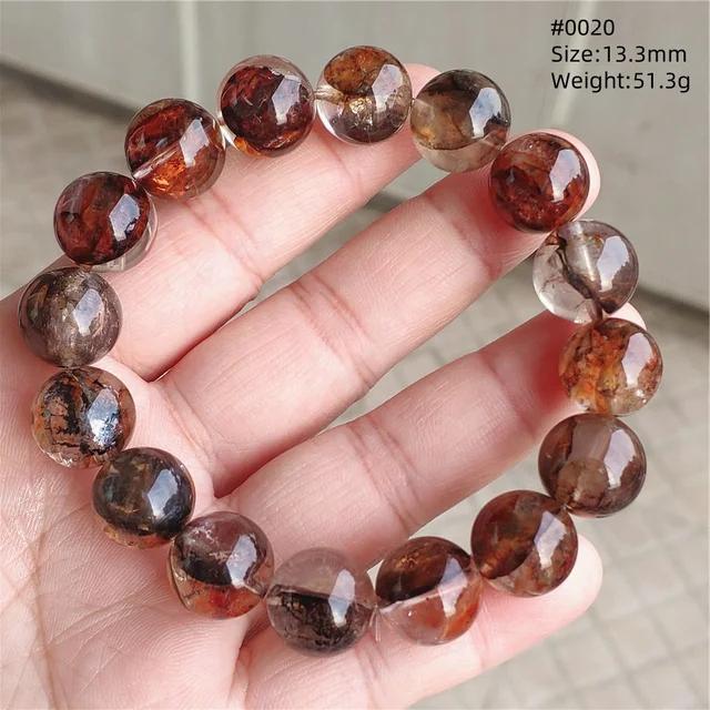 Natural Red Limonite Quartz Trendy Strand Bracelet Rare Stretch Yellow Phantom Round Beads Women Men Jewelry AAAAA