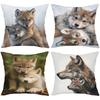 Wolf Pattern Pillow Covers Cute Wolf Family Design Polyester pillowcase, sofa decorative cushion cov Headboard Pillow